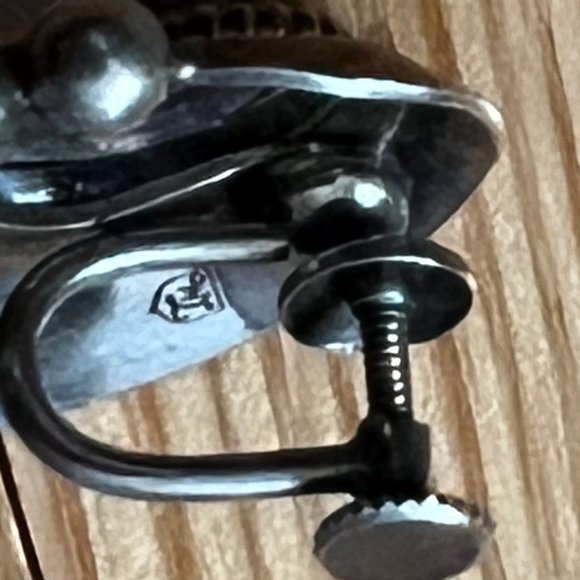 Walter Lampl Vintage Stamped Sterling Silver Moonstone Clip Earrings Excel Cond - Picture 11 of 16